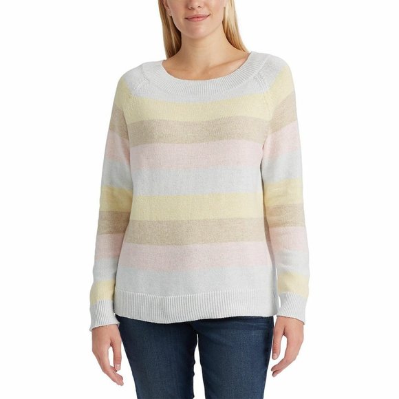 CHAPS Boat Neck Sweater - Pink Multi - RETAIL TAG = $70 - Picture 1 of 2